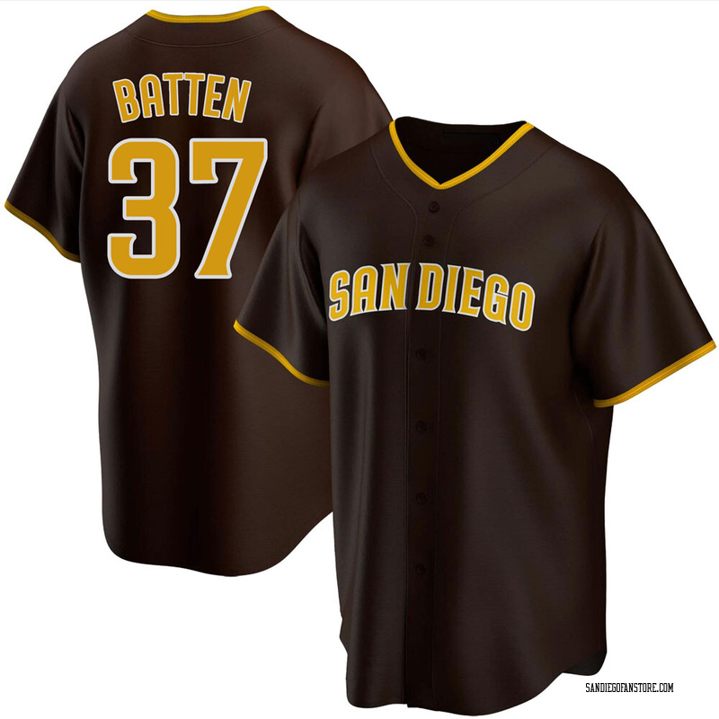 Men's Matthew Batten San Diego Padres Replica White /Brown Home Jersey